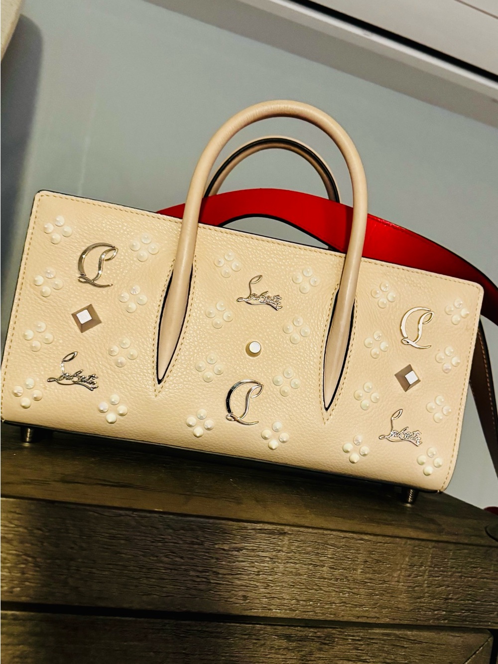 Christian Louboutin Blush Floral Studded Tote - Picture 3 of 14
